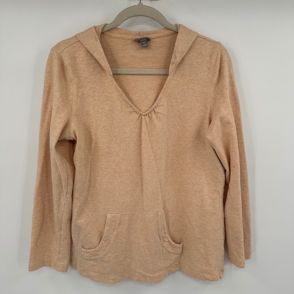 J.Jill Tops - JJill Hoodie Tunic Peach Heathered Organic Cotton Blend Women's Med V-Neck Pouch